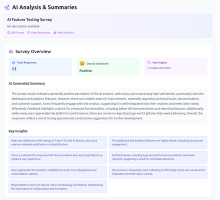 Public survey sharing page with social media integration